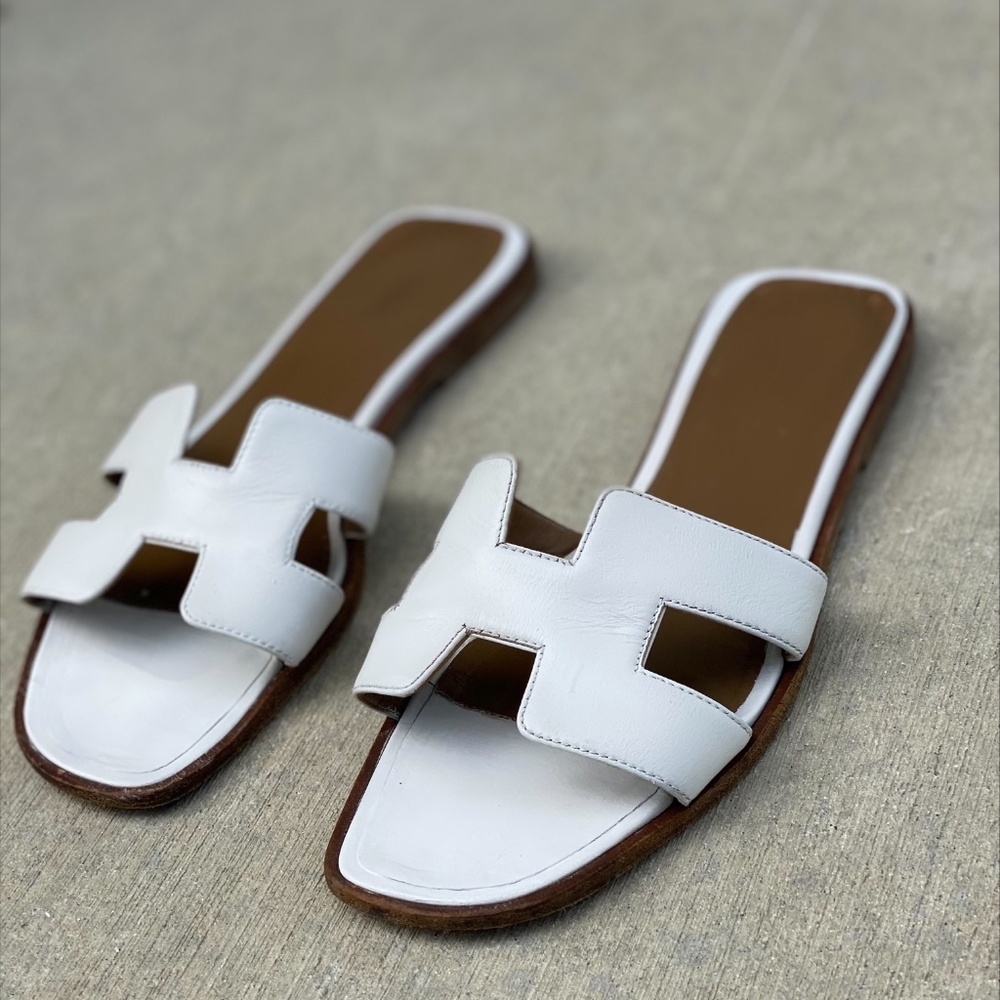 Hermes Oran White Sandal Size 37 EU